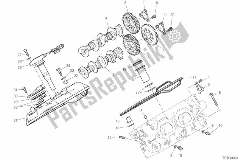 All parts for the Rear Head - Timing System of the Ducati Superbike Panigale V4 S Thailand 1100 2019